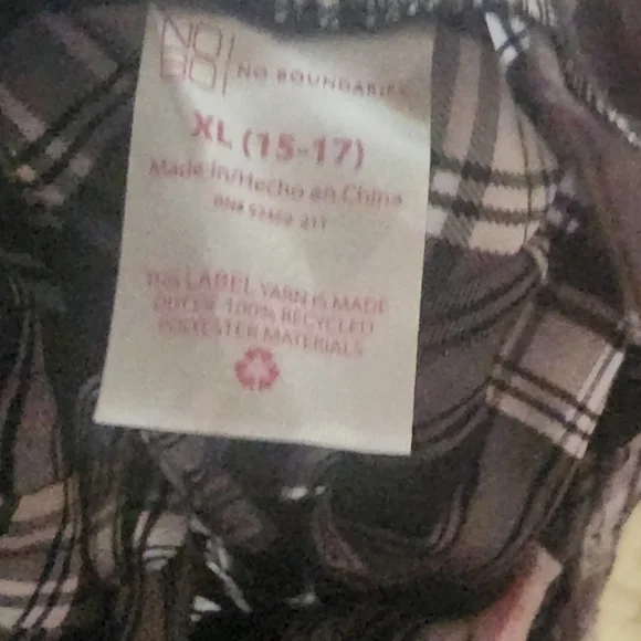 No Boundaries Black and White Plaid Pleated Mini Skirt with Buckle Straps - Picture 2 of 2